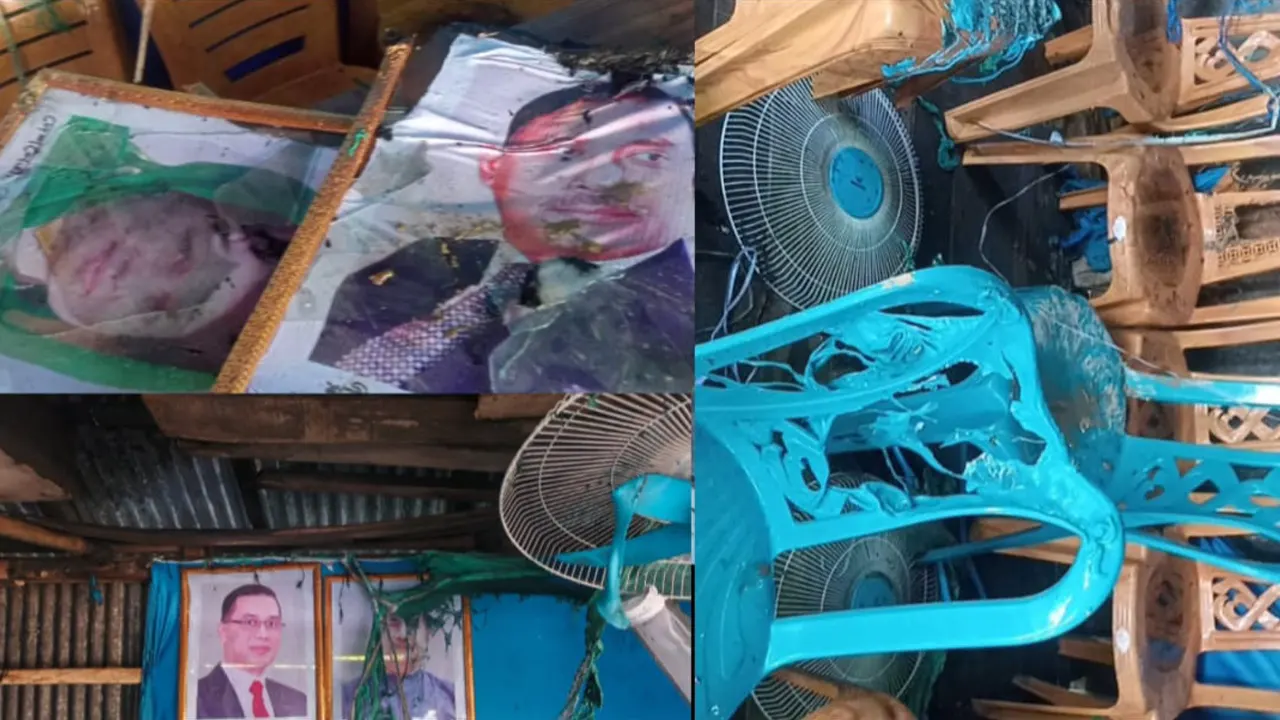 বরিশালে বিএনপির কার্যালয়ে আগুন